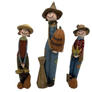 Harvest Blessings RARE Scarecrow Set Folk Art Fall Halloween Thanksgiving Decor